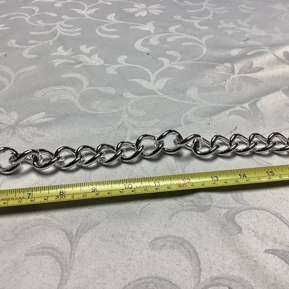 Ralph Lauren Silver Tone Chain Necklace Paper Toggle Logo HUGE - Picture 3 of 8